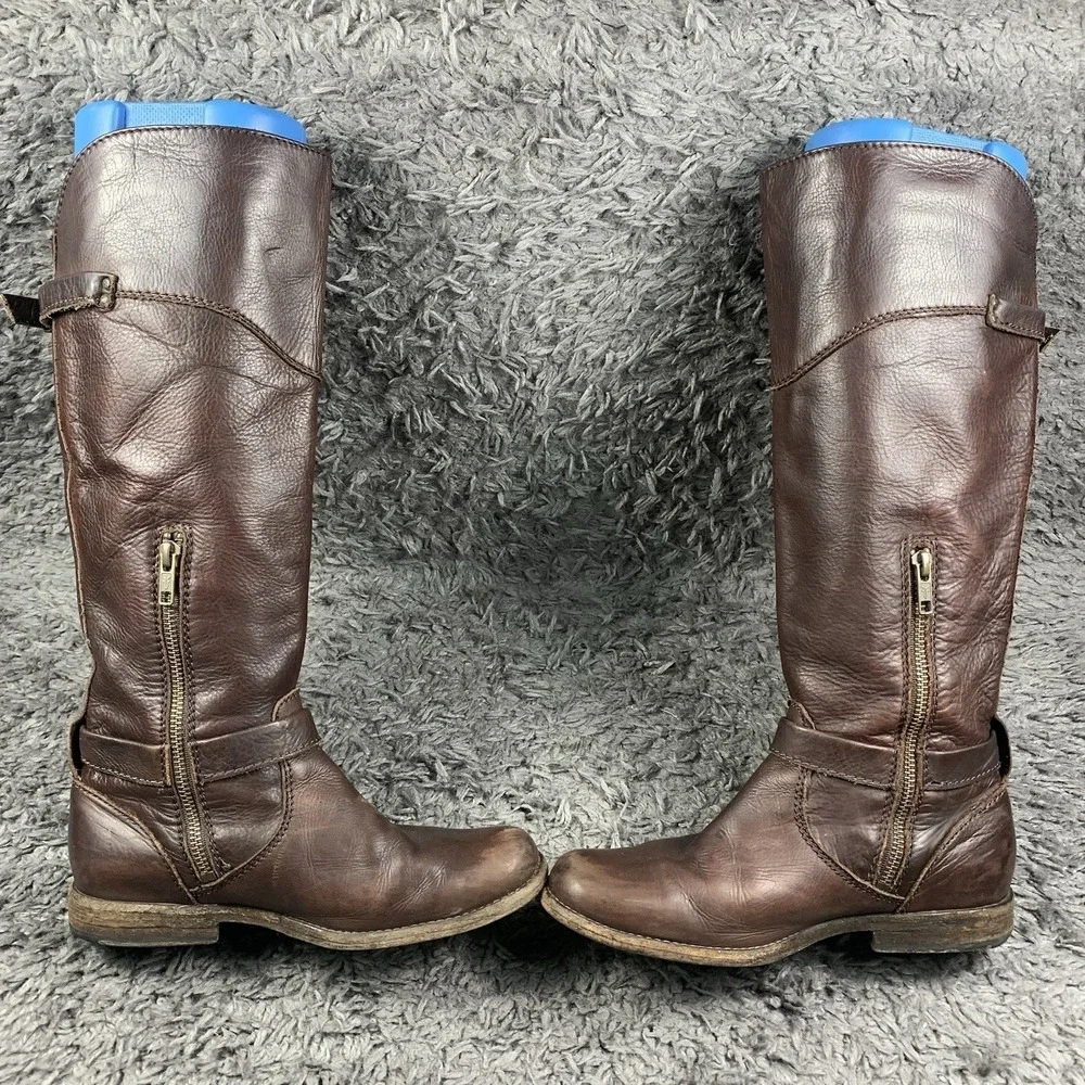 Frye #76844 Phillip Riding Knee High Brown Leather Pull On Womens Boots Size 6